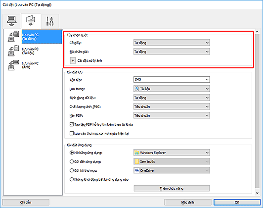 hình: Hộp thoại Cài đặt